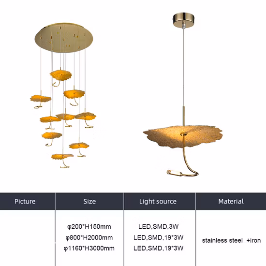 Lampadario da soggiorno moderno in acciaio inossidabile con grande fiore a LED Dlss